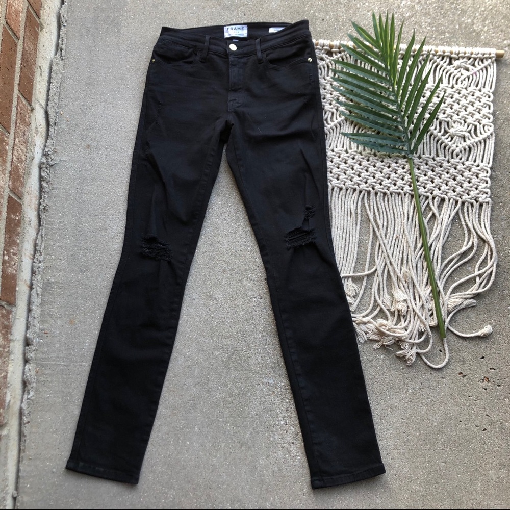 Black Distressed Frame Denim Size 27